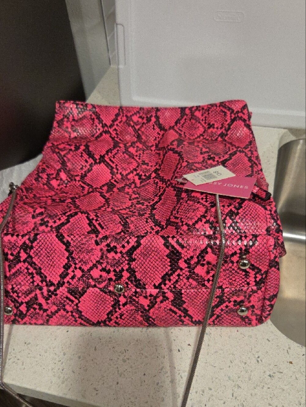 Sassy Jones Hot Pink & Black Snakeskin Crossbody Bag - Picture 6 of 10